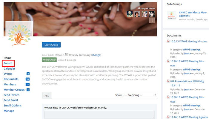 Group to forum left hand